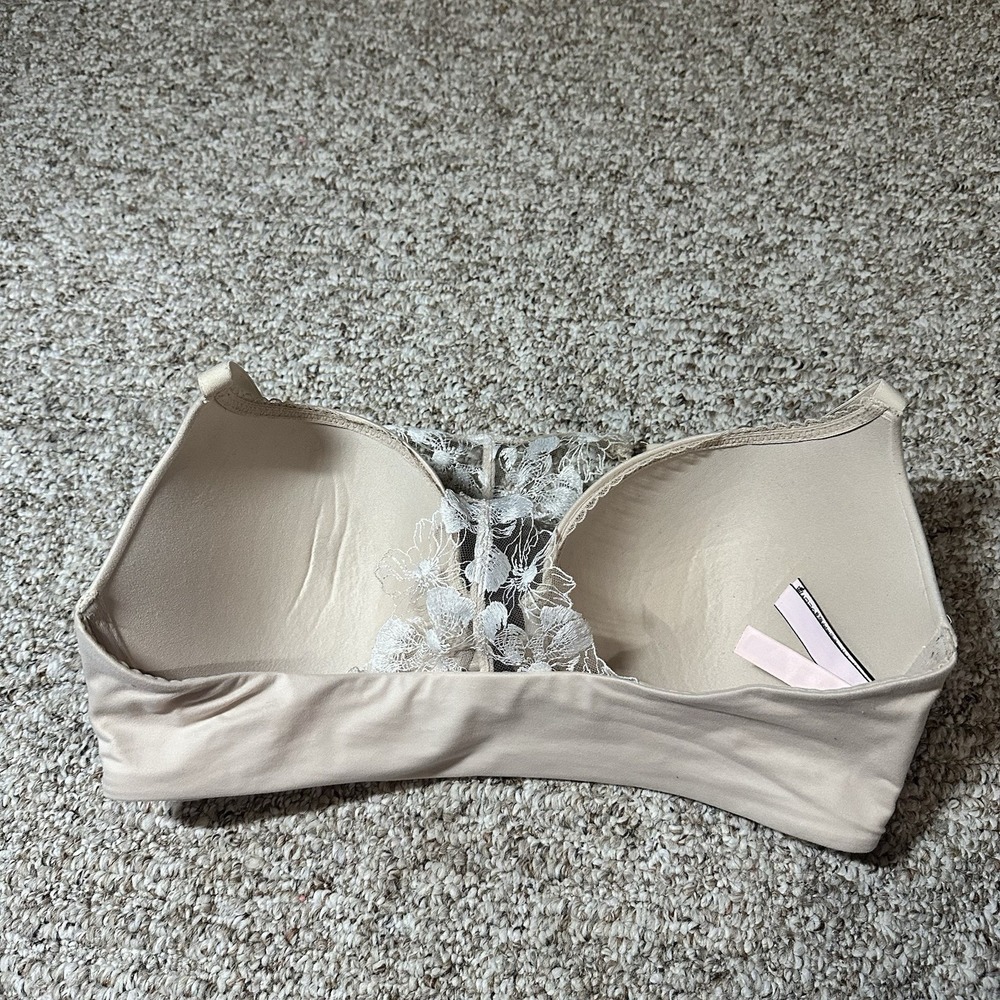 Victoria's Secret Body by Victoria Lace Racerback Bra 36DD Nude Front Clasp - Picture 13 of 14